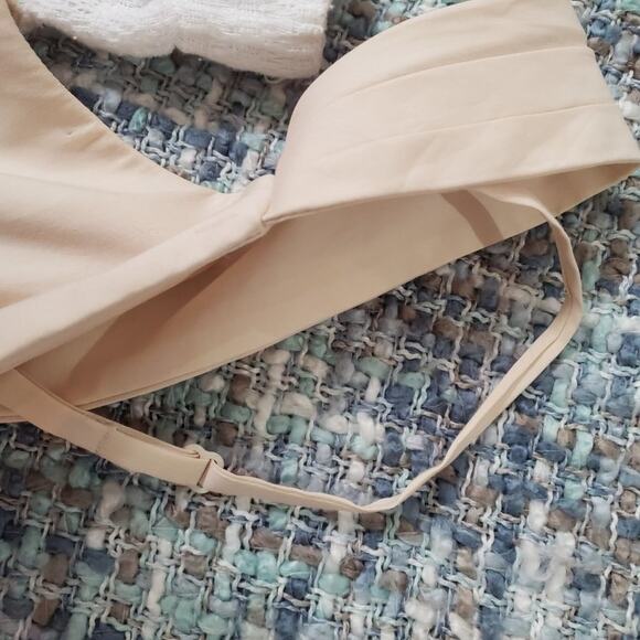 BCBGMaxAzria Mini Dress Women 0 Color Block Cream Pink Grey V-Neck Pockets - Picture 6 of 11